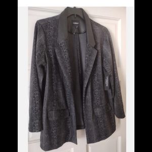 Liverpool Los Angeles Gray Black Snake Print Blazer Jacket Plus Size 2X NEW